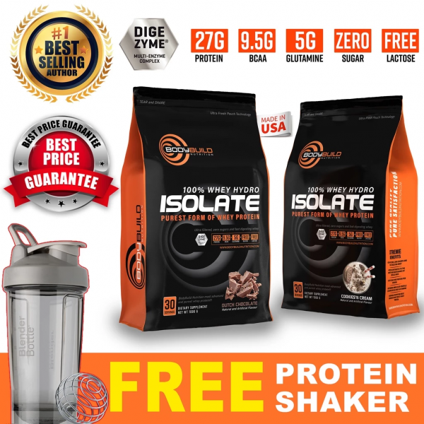 BodyBuild 100% Whey Hydro Isolate 2.2lbs Purest Form Of Whey Isolate With Digezyme Technology Halal Protein